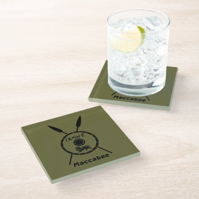 Dessous-de-verre En Verre Bouclier Maccabee Soumis Et Voies (Incliné)