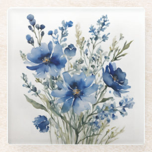 Dessous-de-verre En Verre Bouquet de Fleurs Aquarelle Élégante