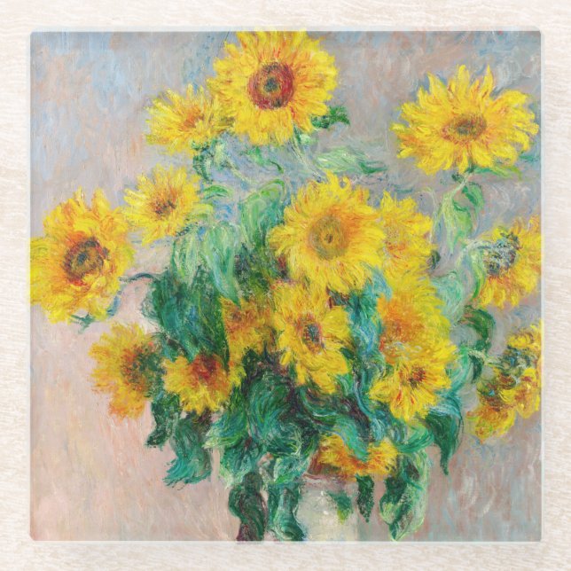Dessous-de-verre En Verre Bouquet de tournesols Claude Monet (Devant)