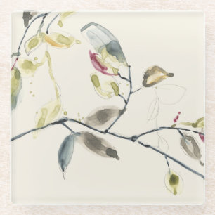 Dessous-de-verre En Verre Branche feuille aquarelle