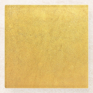 Dessous-de-verre En Verre Bright Gold Leather : Arrière - plan texturé