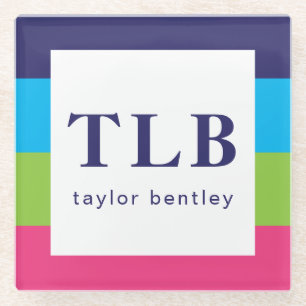 Dessous-de-verre En Verre Bright Rugby Stripes Dessous de verre Monogrammes 