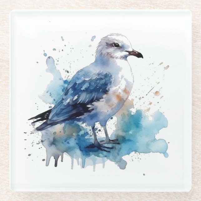 Dessous-de-verre En Verre Brise océanique : aquarelleWSeagull (Devant)