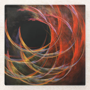 Dessous-de-verre En Verre Briser le Cercle Vortex de Feu Art Abstrait