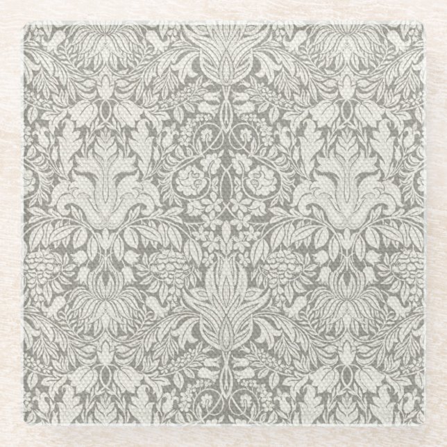 Dessous-de-verre En Verre brocade en dentelle blanche élégante (Devant)