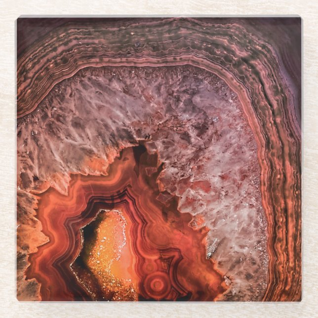 Dessous-de-verre En Verre Bronze de cuivre Agate minéral Gemstone (Devant)