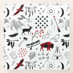 Dessous-de-verre En Verre Buffalo Adventures Black and Red Plaid ID599