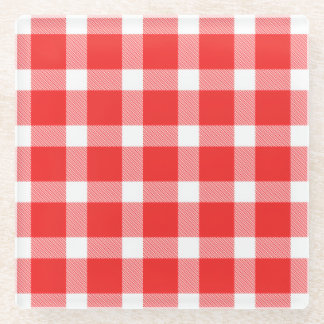 Dessous-de-verre En Verre Buffalo Rouge Blanc Carreaux De Fête Pique-Nique C