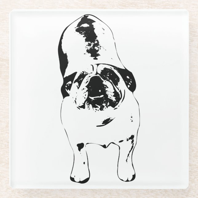 Dessous-de-verre En Verre Bulldog (Chien d'affaires) : cherchez vers le haut (Devant)