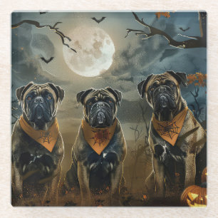 Dessous-de-verre En Verre Bullmastiff Halloween Éffrayant