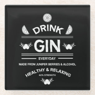 Dessous-de-verre En Verre Buveurs de Gin   Amour du Gin   Décoration Maison 