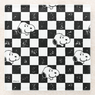 Dessous-de-verre En Verre cacahuètes   Drapeau À damiers Snoopy