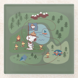 Dessous-de-verre En Verre cacahuètes   Niché dans le camping des montagnes