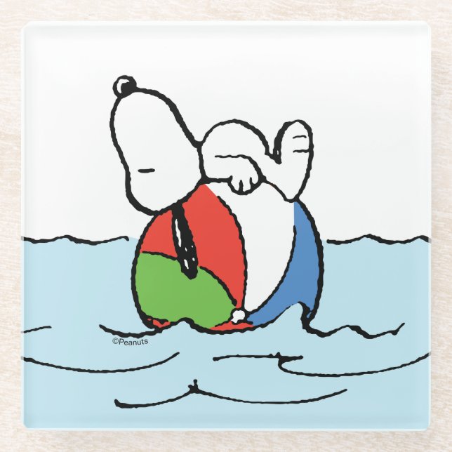 Dessous-de-verre En Verre cacahuètes | Snoopy Beach Ball Beach (Devant)