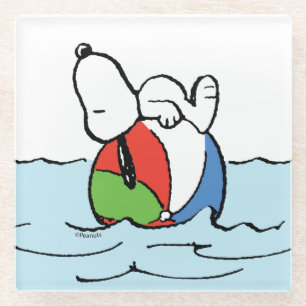 Dessous-de-verre En Verre cacahuètes   Snoopy Beach Ball Beach