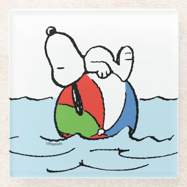 Dessous-de-verre En Verre cacahuètes | Snoopy Beach Ball Beach (Devant)
