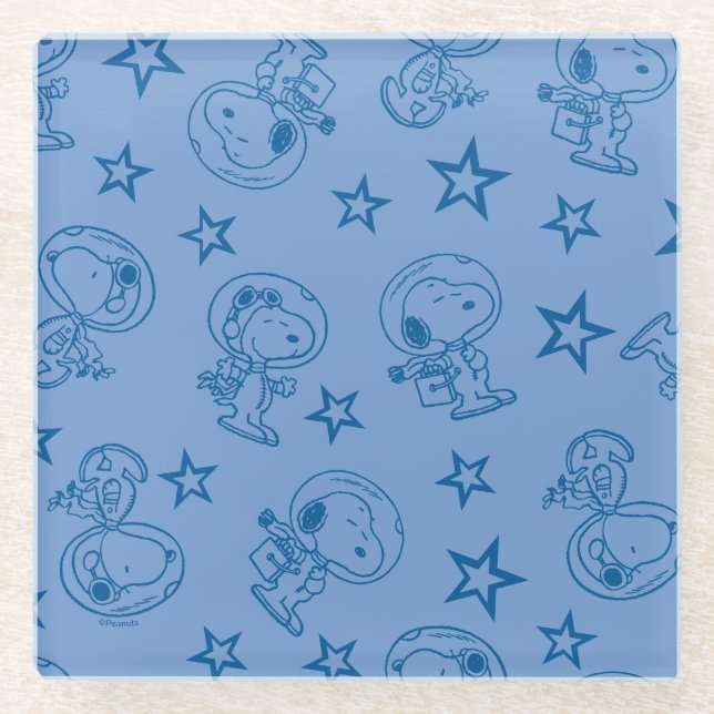 Dessous-de-verre En Verre cacahuètes | Snoopy Blue Space Astronaut Motif (Devant)