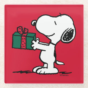 Dessous-de-verre En Verre cacahuètes   Snoopy Christmas Gift Giver