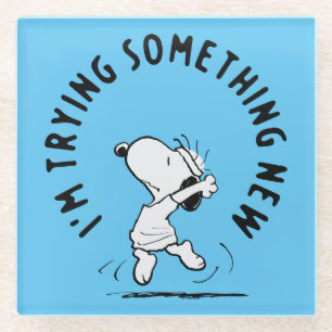 Dessous-de-verre En Verre cacahuètes   Snoopy Essayer Quelque Chose De Nouve