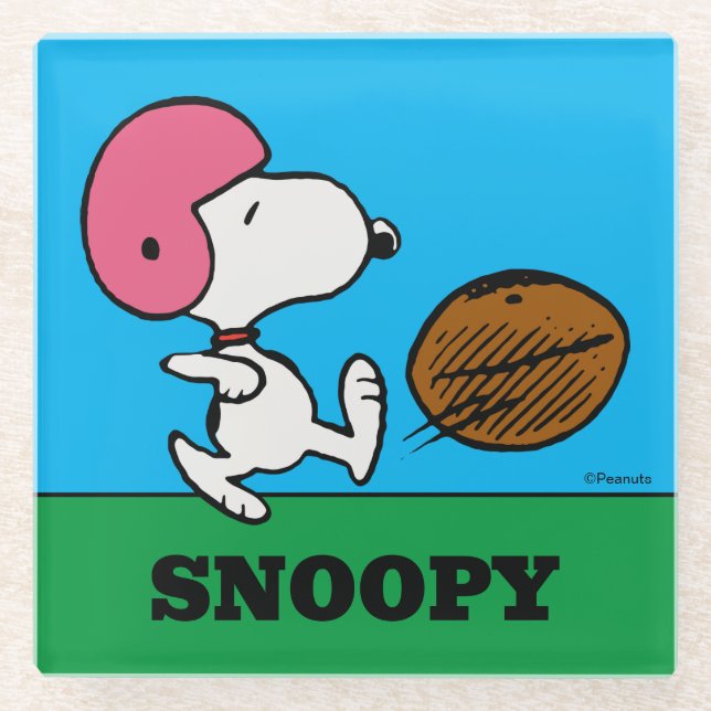 Dessous-de-verre En Verre cacahuètes | Snoopy Football Kicker (Devant)