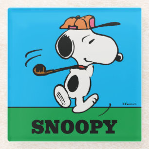 Dessous-de-verre En Verre cacahuètes   Snoopy Golf Swing