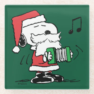 Dessous-de-verre En Verre cacahuètes   Snoopy Santa Claus Accordian