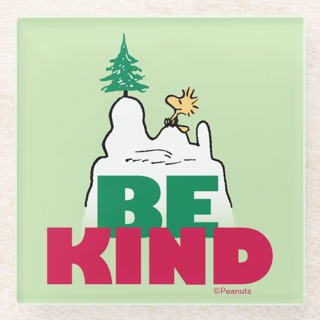 Dessous-de-verre En Verre cacahuètes | Snoopy & Woodstock Be Kind (Devant)
