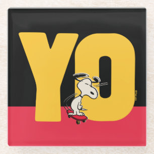 Dessous-de-verre En Verre cacahuètes   Snoopy YO Skateboard