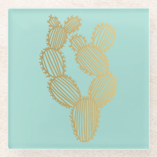 Dessous-de-verre En Verre Cactus Piquants Dorés Doodle