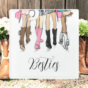 Dessous-de-verre En Verre Cadeau de meilleures amies cow-girl pour l'enterre