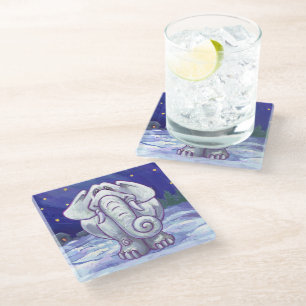 Dessous-de-verre En Verre Cadeau Eléphant blanc mignon