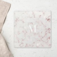 Cadeau initial personnalisé en marbre rose moderne