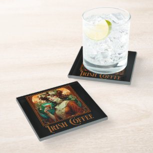 Dessous-de-verre En Verre Café irlandais Art nouveau
