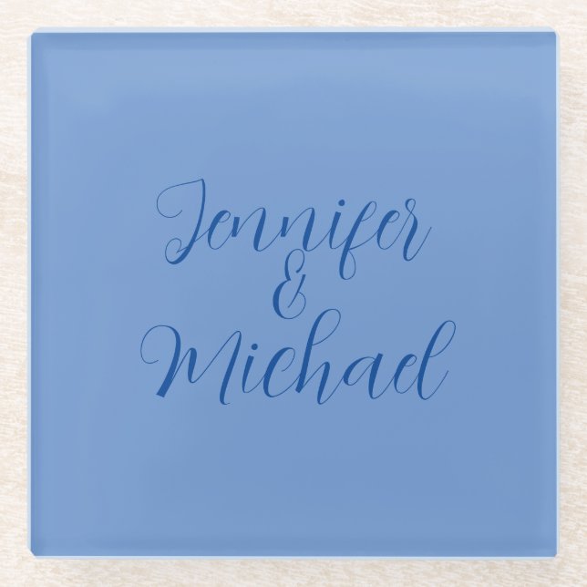 Dessous-de-verre En Verre Calligraphie Bleue Classique mariage (Devant)