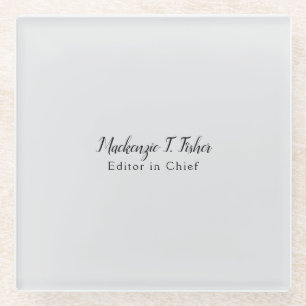 Dessous-de-verre En Verre Calligraphie classique Élégante Plaque Gris simple