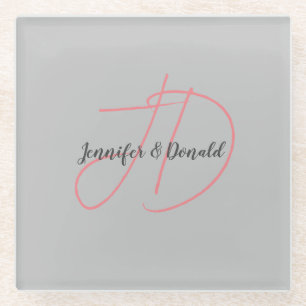 Dessous-de-verre En Verre Calligraphie classique tendance monogramme