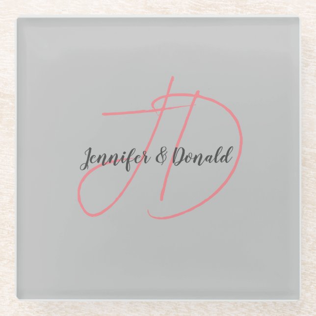 Dessous-de-verre En Verre Calligraphie classique tendance monogramme (Devant)