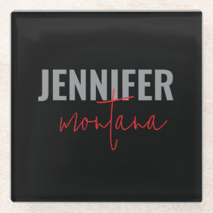 Dessous-de-verre En Verre Calligraphie Elegant Plain Ajouter son propre nom