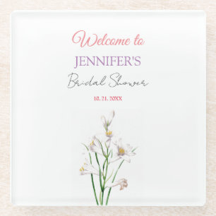 Dessous-de-verre En Verre Calligraphie Élégante Florale Bienvenue Enterremen