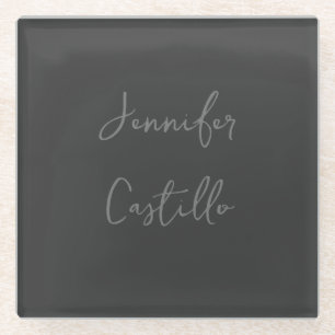 Dessous-de-verre En Verre Calligraphie moderne minimaliste gris clair