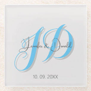 Dessous-de-verre En Verre Calligraphie monogramme de style classique tendanc