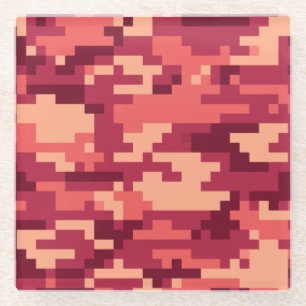 DESSOUS-DE-VERRE EN VERRE CAMO NUMÉRIQUE DÉSERT MARTIAN / CAMOUFLAGE