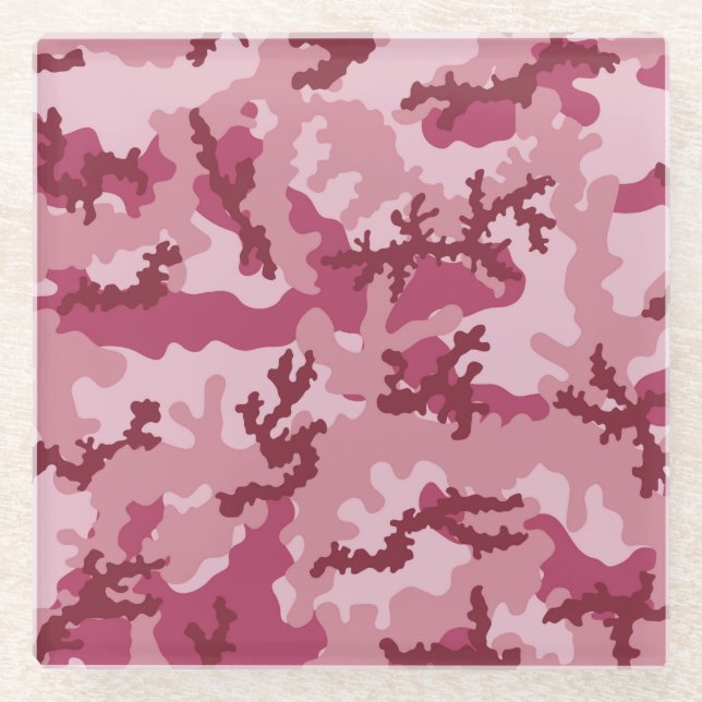 Dessous-de-verre En Verre Camouflage rose (Devant)