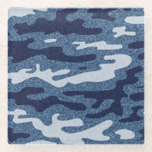 Dessous-de-verre En Verre Camouflage tacheté Denim Jeans Motif