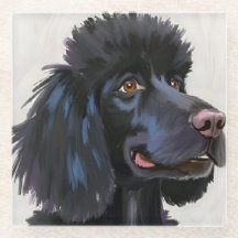 Caniche noir | Peinture aquarelle de chien animal 