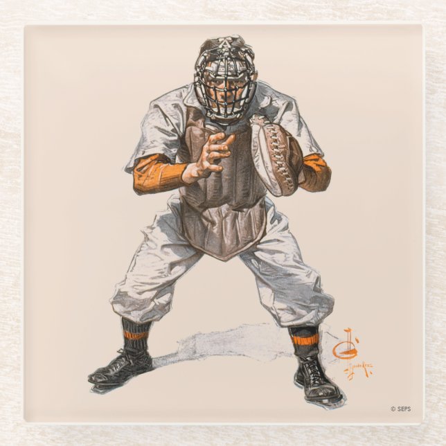 Dessous-de-verre En Verre Capteur de baseball (Devant)