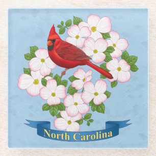 Dessous-de-verre En Verre Cardinal d'État de Caroline du Nord Oiseau Dogwood