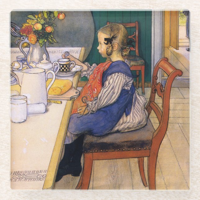 Dessous-de-verre En Verre Carl Larsson A Late Risques Miserable Breakfast (Devant)