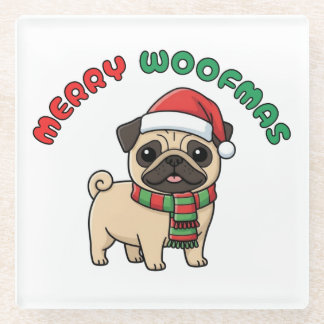 Dessous-de-verre En Verre Carlin de Noël Dessous de verre : Joyeux Woofmas