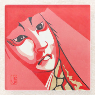 Dessous-de-verre En Verre Carré Dessous de verre en verre Kabuki
